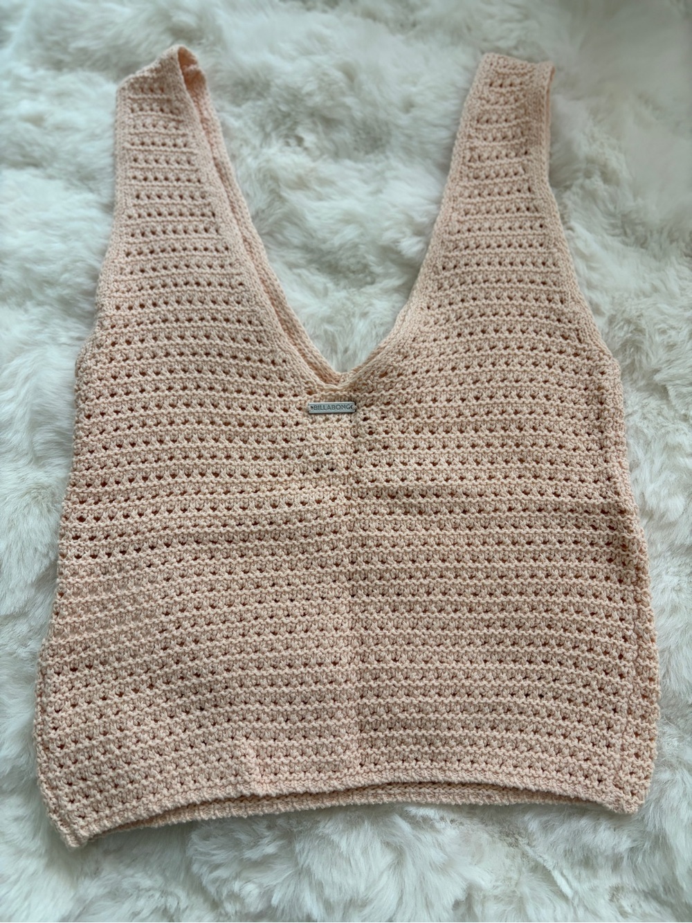 Billabong Peach Open-Knit V-Neck Tank - Picture 3 of 3